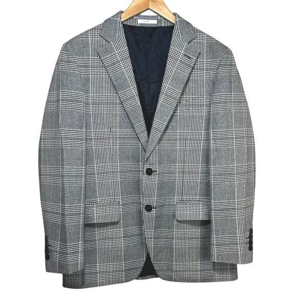 Seig Mens Black and White Plaid Checkered Blazer Houndstooth Large Made in Korea - Picture 1 of 16